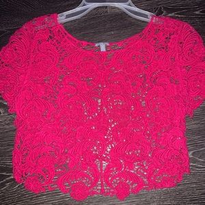 Floral Hot Pink Crop